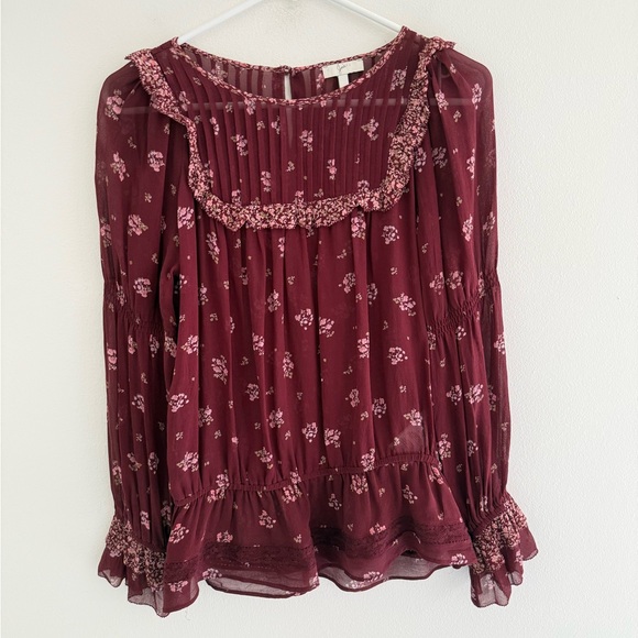 Joie Adrielle Floral 100% Silk Long Sleeve Top XS - Picture 1 of 6